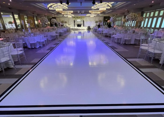 White Dance Floor Wrap with Black Border