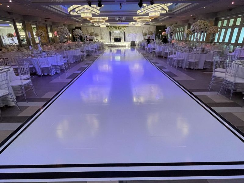 White Dance Floor Wrap with Black Border