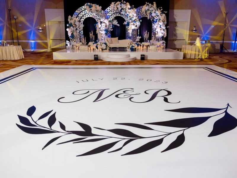 Black and White Wedding Logo Dance Floor Wrap