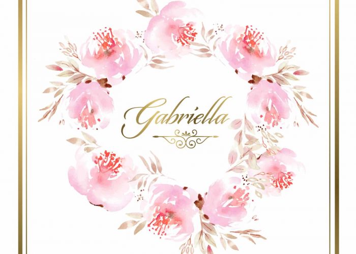 Floral Watercolor Dance Floor Wrap with Gold Logo