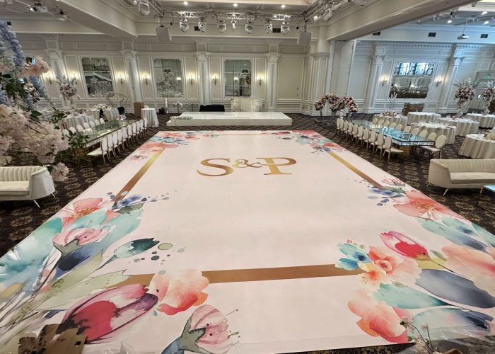 Floral Dance Floor Wrap with Gold Monogram