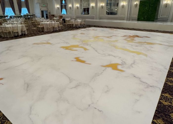 White and Gold Marble Dance Floor Wrap