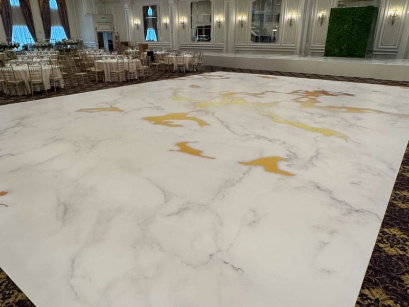 White and Gold Marble Dance Floor Wrap