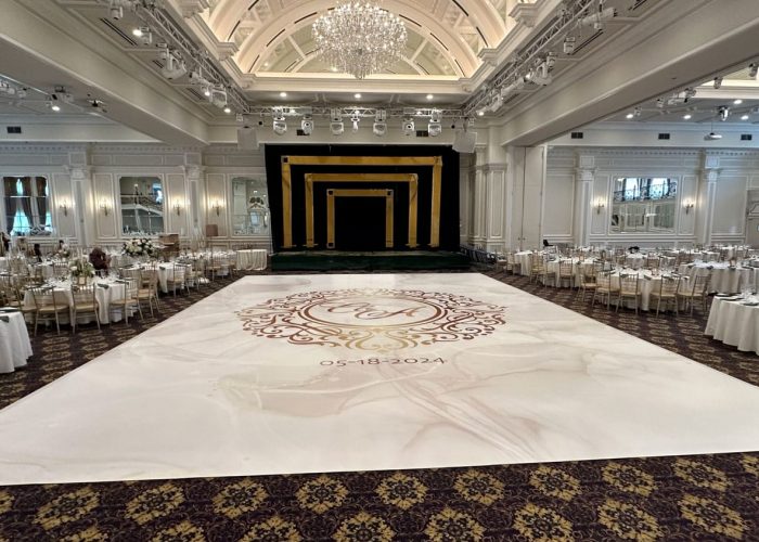 White Marble Dance Floor Wrap with Monogram