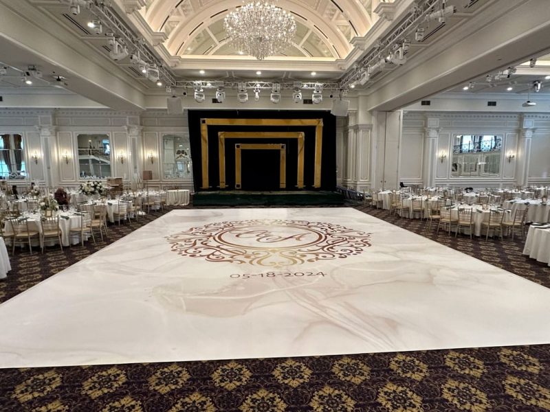 White Marble Dance Floor Wrap with Monogram