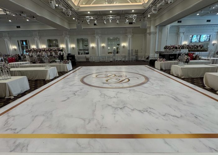 White Marble Dance Floor Wrap with Monogram