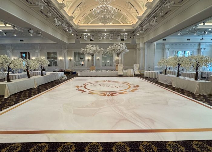 White Marble Dance Floor Wrap with Monogram