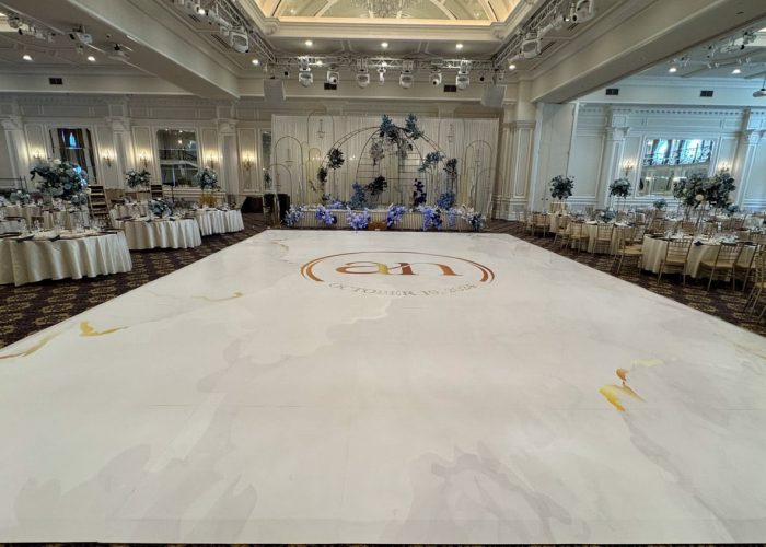 White Marble Dance Floor Wrap with Monogram