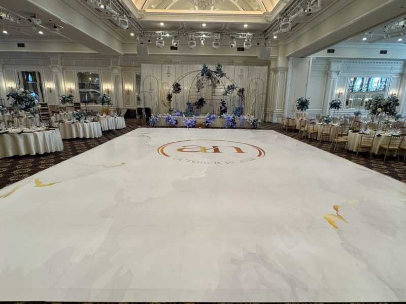 White Marble Dance Floor Wrap with Monogram