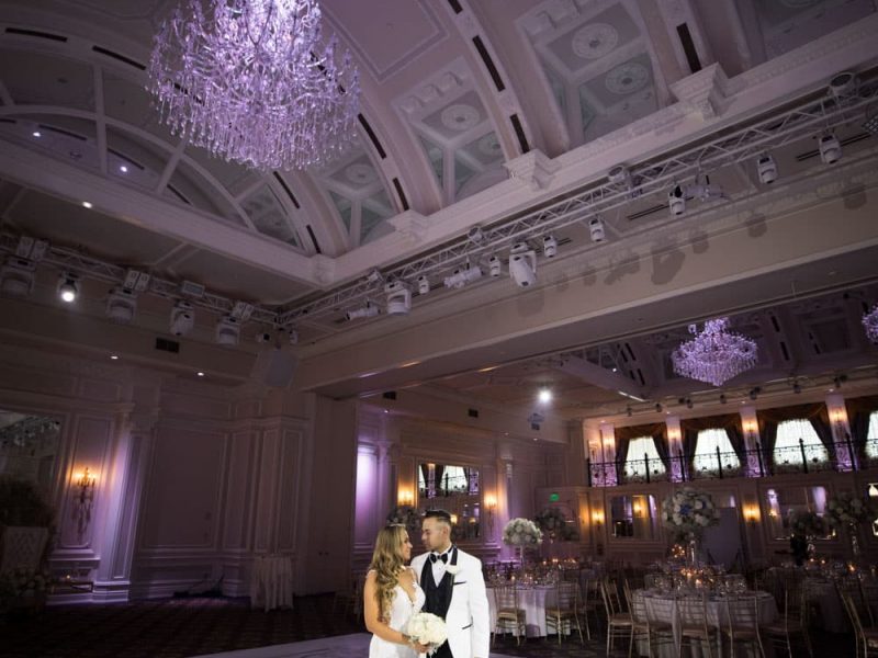 White Dance Floor Wrap with Silver Monogram