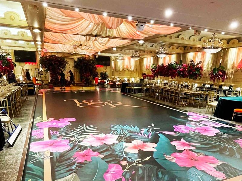 Custom Floral Logo Dance Floor Wrap