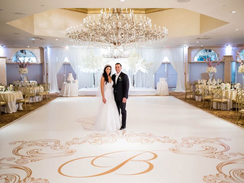 Elegant Wedding Dance Floor Wrap with Bride and Groom