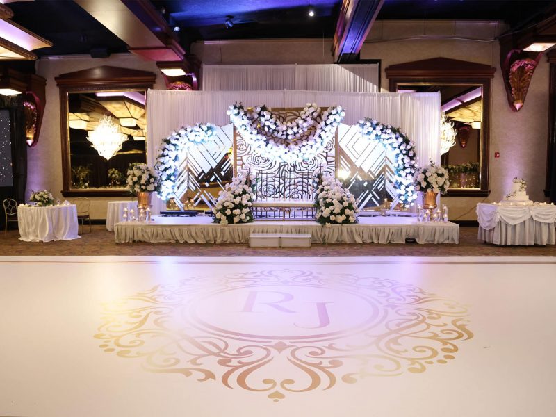 Gold and White Monogram Dance Floor Wrap